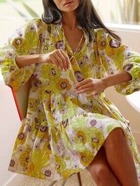 new anthropologie SEAFOLLY tiered mini dress M L
